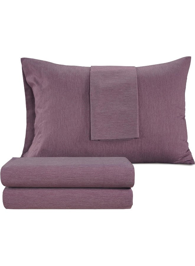 IZOD Melange Cotton Blend 4Pc King Size Bed Sheet Set, Deep Pockets fits Upto 17", Hotel Luxury Bedding Sheets & Pillowcases, Wrinkle Resistant, Sateen Weave Cooling Bed Sheet - Amethyst - Image 2